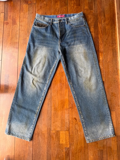 Supreme Leopard Faux Fur Loose Fit Jean "Washed Indigo"