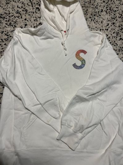 Supreme Swarovski® S Logo Hooded Sweatshirt "White"
