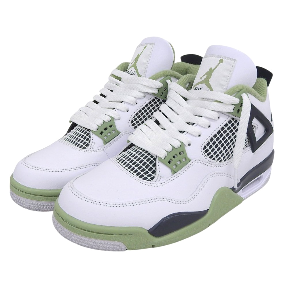 ナイキ Air Jordan 4 スニーカー シューズ メンズ ホワイト/オイルグリーン/ダークアッシュ 27.5cm 10.5(US)