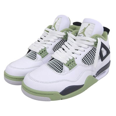 ナイキ Air Jordan 4 スニーカー シューズ メンズ ホワイト/オイルグリーン/ダークアッシュ 27.5cm 10.5(US)