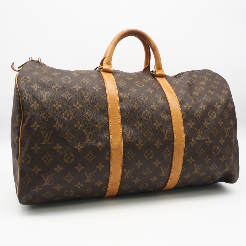 LOUIS VUITTON ルイ・ヴィトン モノグラム キーポル50 M41426 ボストンバッグ ブラウン ベージュ コーティングキャンバス レザー メンズ