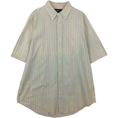 古着 ラルフローレン Ralph Lauren 半袖 ボタンダウン ストライプシャツ メンズXL相当/eaa641167