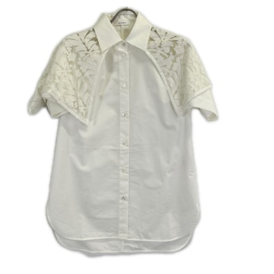 チノ 23SST004 ホワイト SUPIMA C/PE/PU HALF SLEEVE CAPE SHIRT 38