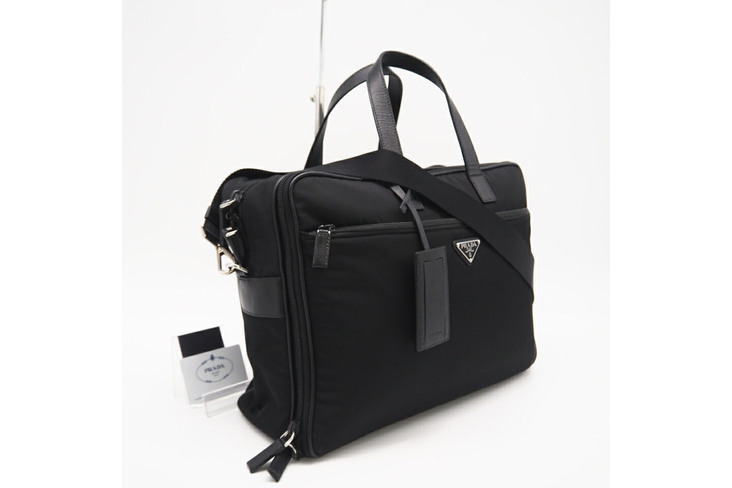 美品 PRADA プラダ サフィアーノ キャリーオン ブリーフケース 2VZ407 ビジネスバッグ ブラック サフィアーノ メンズ