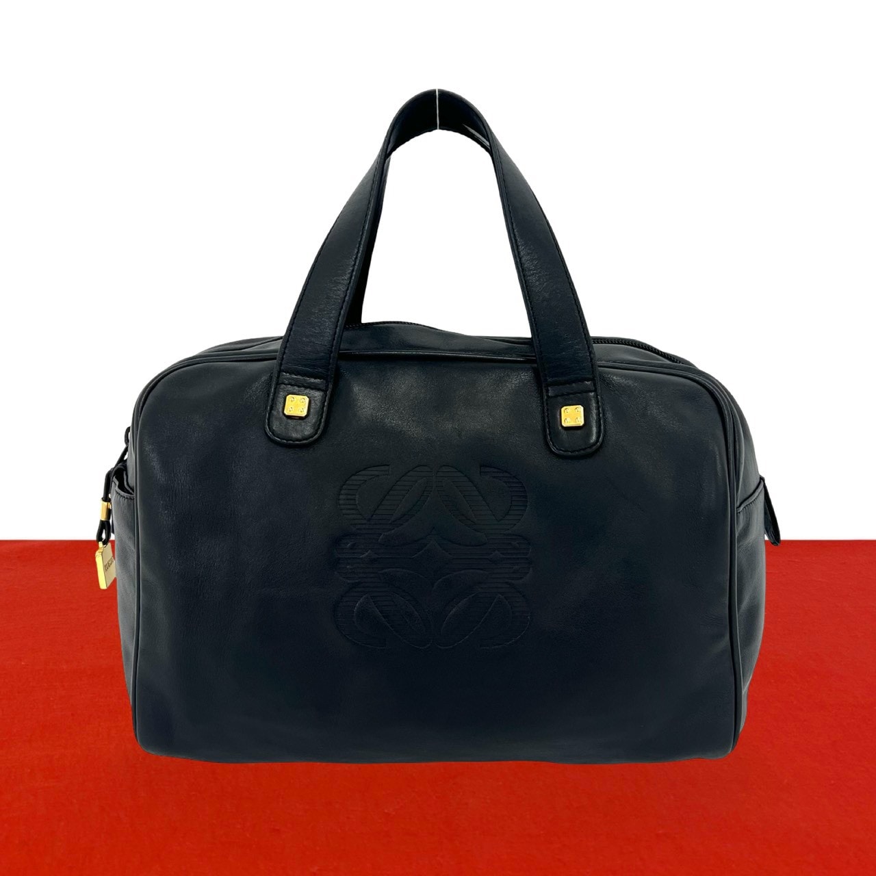 LOEWE ロエベ アマソナ 28 アナグラム レザー ハンドバッグ ブラック
 29982