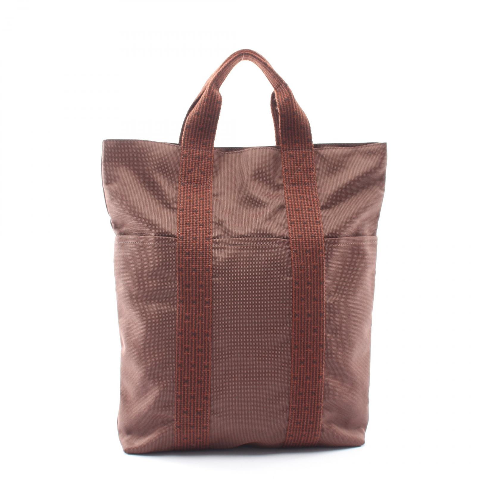エルメス HERMES エールライン カバス トートバッグ バッグ ナイロンキャンバス メンズ レディース ブラウン系 【中古】