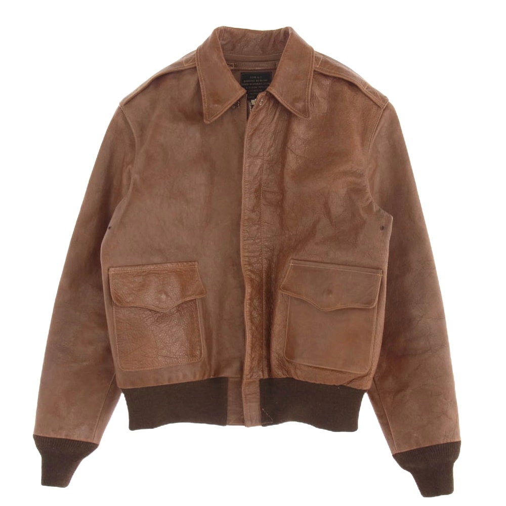 Buzz Rickson's バズリクソンズ ミリタリージャケット M83181 実名復刻 A-2 J.A Dubow w535 A.C.27798 ミリタリー レザー フライト ジャケット ブラウン系 38【中古】
