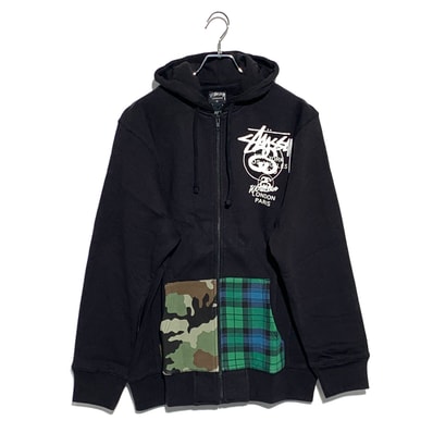 STUSSY 89 Spell Out Big Logo Hoodie Black