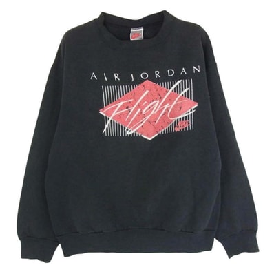NIKE ナイキ スウェット ヴィンテージ 90s USA製 銀タグ AIR JORDAN プリント スウェット Flight ブラック系 M【中古】