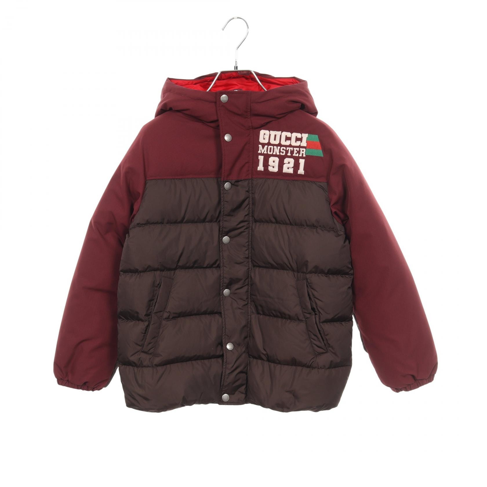 グッチ GUCCI MONSTER 1921 キッズ フード付き ダウンジャケット 衣料品 アウター ナイロン メンズ ブラウン系 / ボルドー系 692667 【中古】