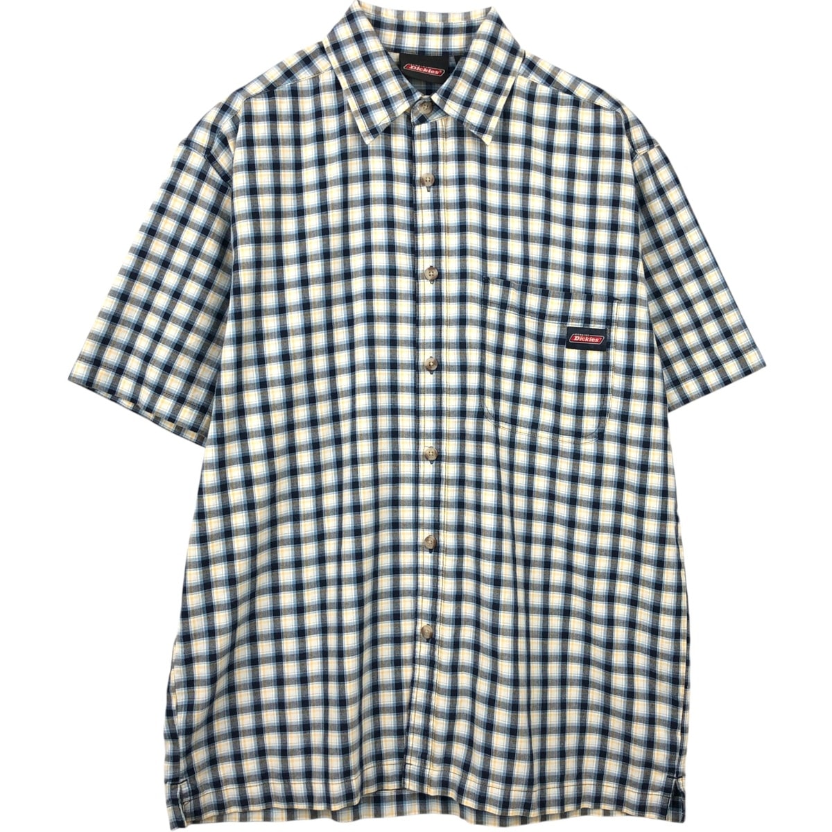 古着 ディッキーズ Dickies チェック柄 半袖 ワークシャツ ボックスシャツ メンズM相当/eaa655243