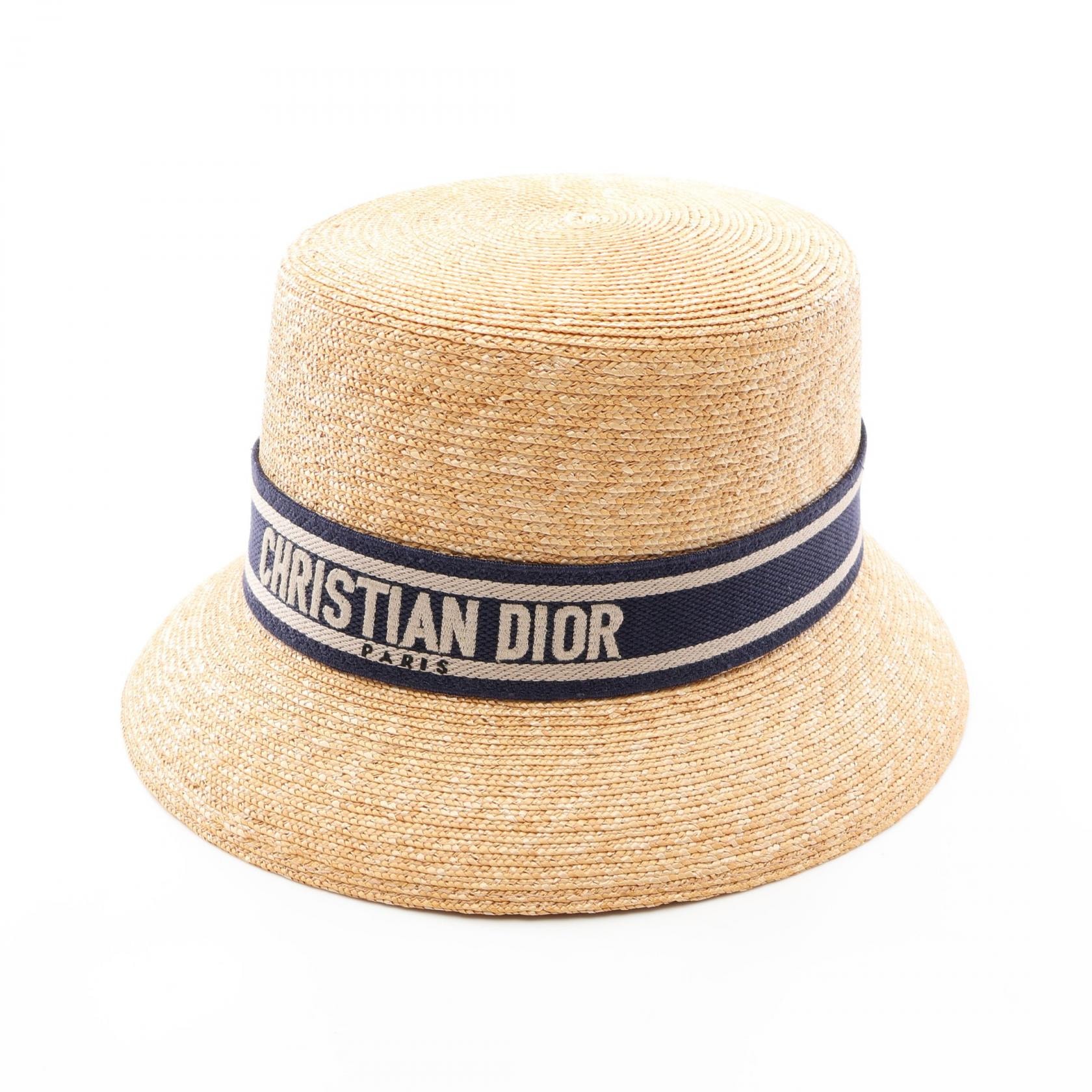 ディオール Dior DIORESORT ハット 帽子 ストロー レディース ベージュ系 / ネイビー系 11DRT952G180 【中古】