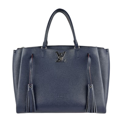 ルイ ヴィトン LOUIS VUITTON ハンドバッグ ショルダーバッグ ロックミートート レザー ネイビー シルバー レディース M54571【中古】 z6944