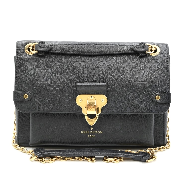 LOUIS VUITTON(ルイ・ヴィトン)ヴァヴァン PM ショルダーバッグ モノグラム・アンプラント ブラック ノワール レザー ゴールド金具 チェーン レディース【中古】