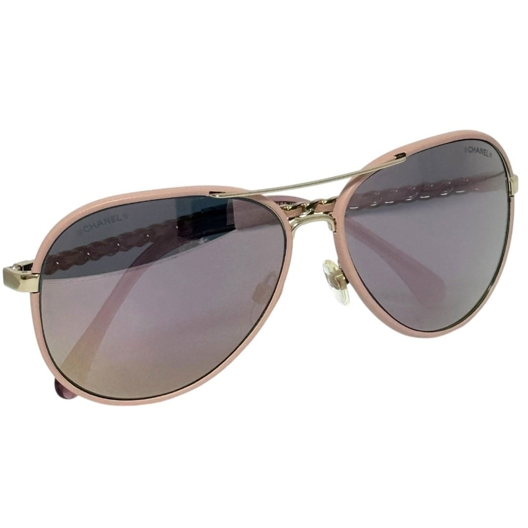 シャネル レディース サングラス ティアドロップ ピンク ココマーク  編み込み