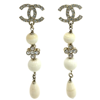 CHANEL シャネル ピアス ココマーク アクセサリー GP ラインストーン C23A レディース 約13.3g 2023年【中古品】