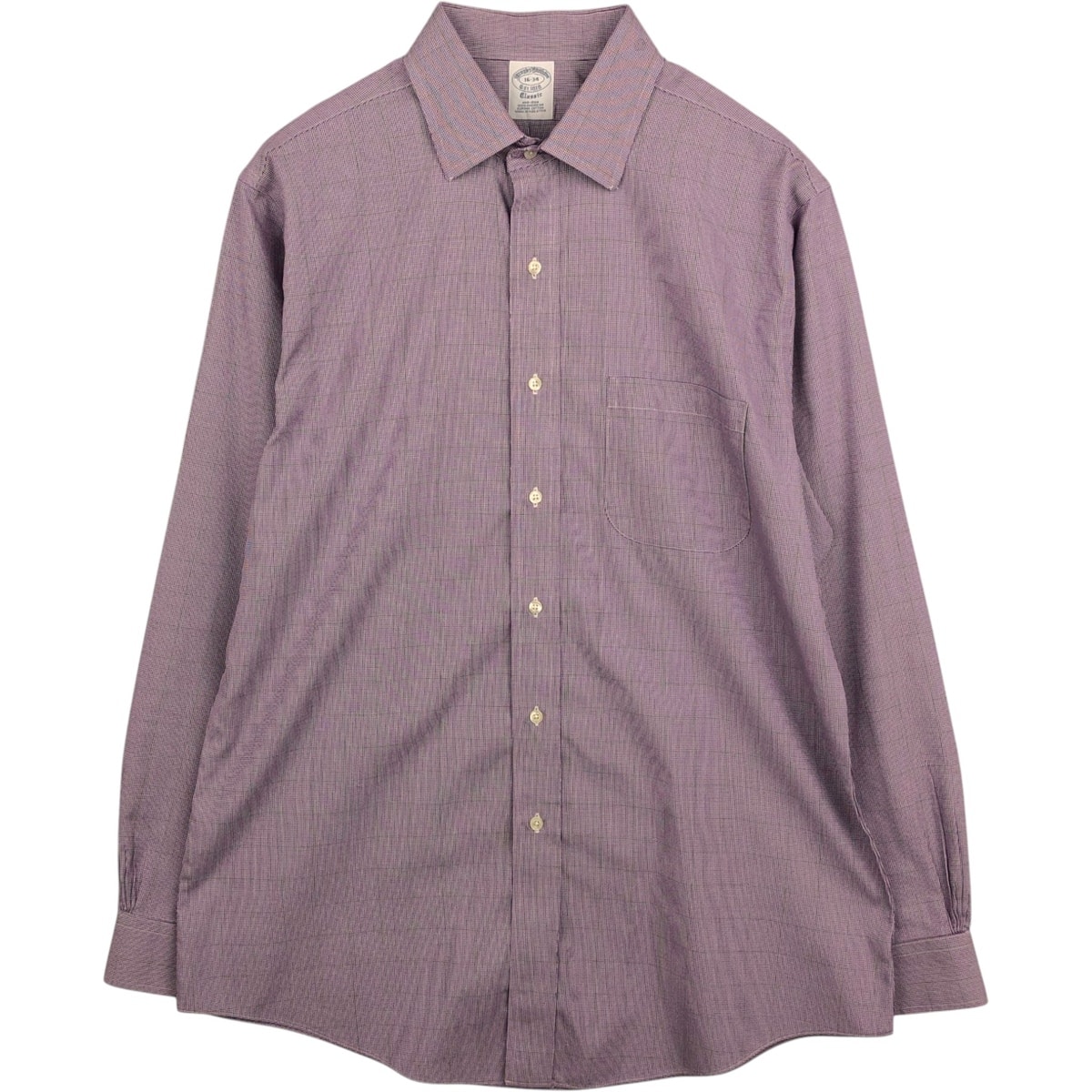 古着 ブルックスブラザーズ Brooks Brothers Est.1818 千鳥格子柄 ワイドカラー 長袖 コットンチェックシャツ メンズL相当/eaa632061