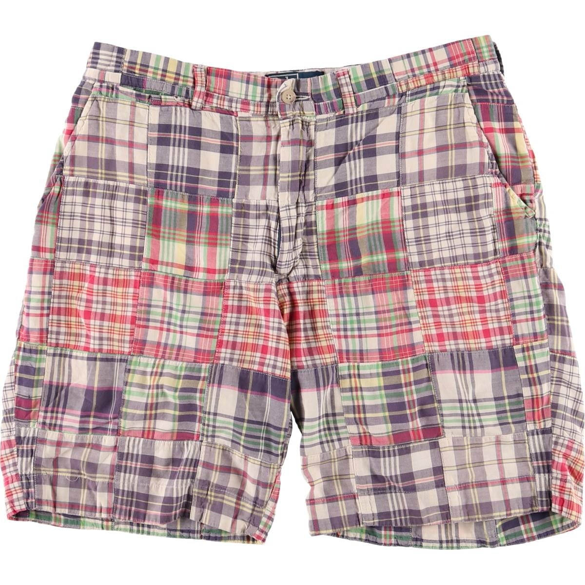 古着 ラルフローレン Ralph Lauren POLO by Ralph Lauren チェック柄 パッチワーク コットンショーツ ショートパンツ メンズw35相当/eaa572688