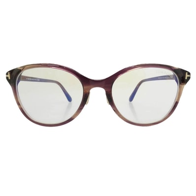 TOM FORD トムフォード TF6102-D-B アジアンフィット ウェリントン ブルーライトカットレンズ クリングスパッド メガネ ワインレッド系 52□19 140【極上美品】【中古】
