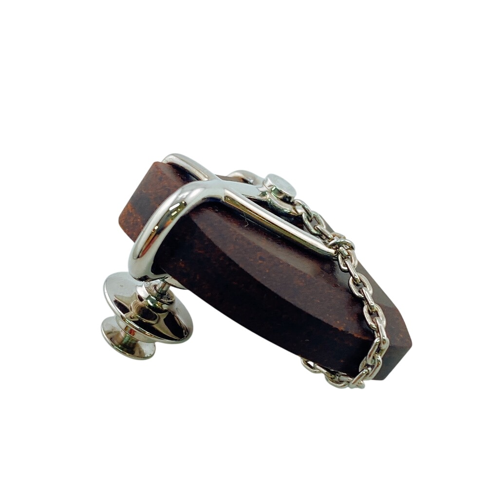 エルメス HERMES ブローチ ホースモチーフ シュヴァル ピンバッジ ブラウン