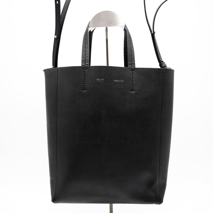 CELINE(セリーヌ)バーティカル カバ スモール 2WAY トートバッグ ショルダーバッグ ブラック レザー シルバー金具 レディース【中古】