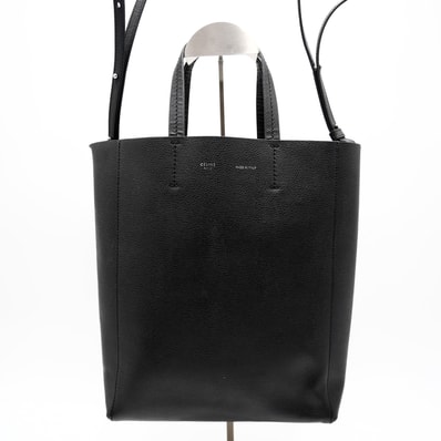 CELINE(セリーヌ)バーティカル カバ スモール 2WAY トートバッグ ショルダーバッグ ブラック レザー シルバー金具 レディース【中古】