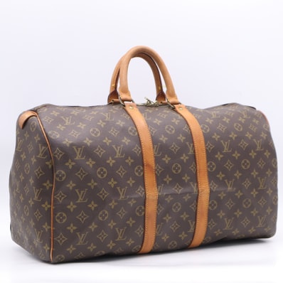 LOUIS VUITTON ルイ・ヴィトン モノグラム キーポル50 M41426 ボストンバッグ ブラウン ベージュ コーティングキャンバス レザー レディース