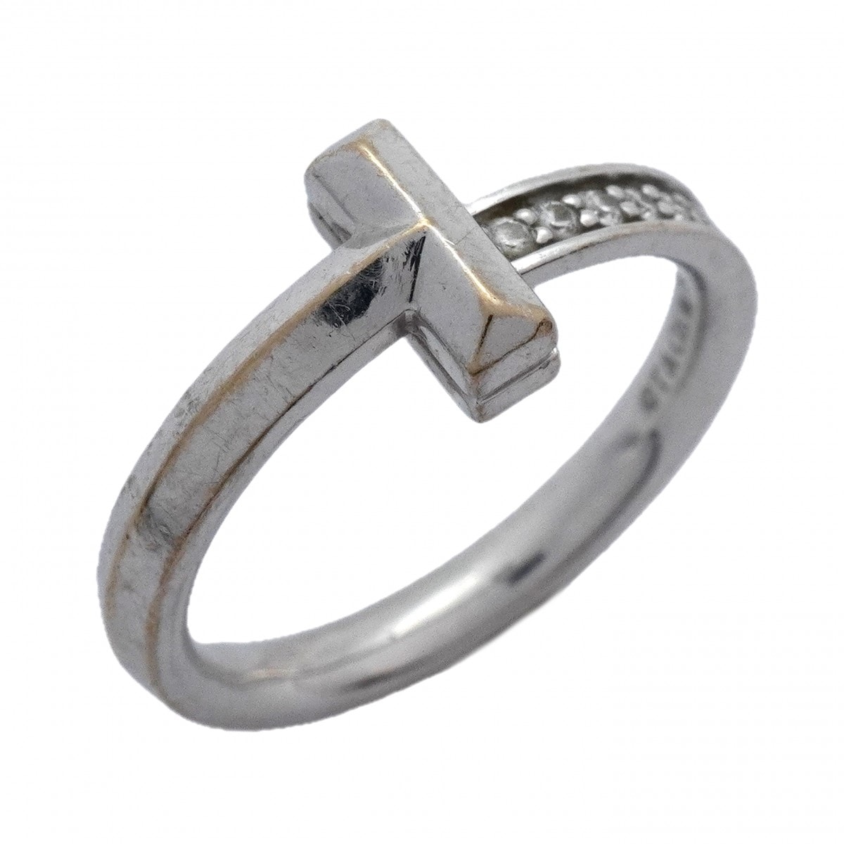 【6jdb0408-52】ティファニー リング Tワン K18WG ホワイトゴールド ダイヤモンド 10号【中古】レディース