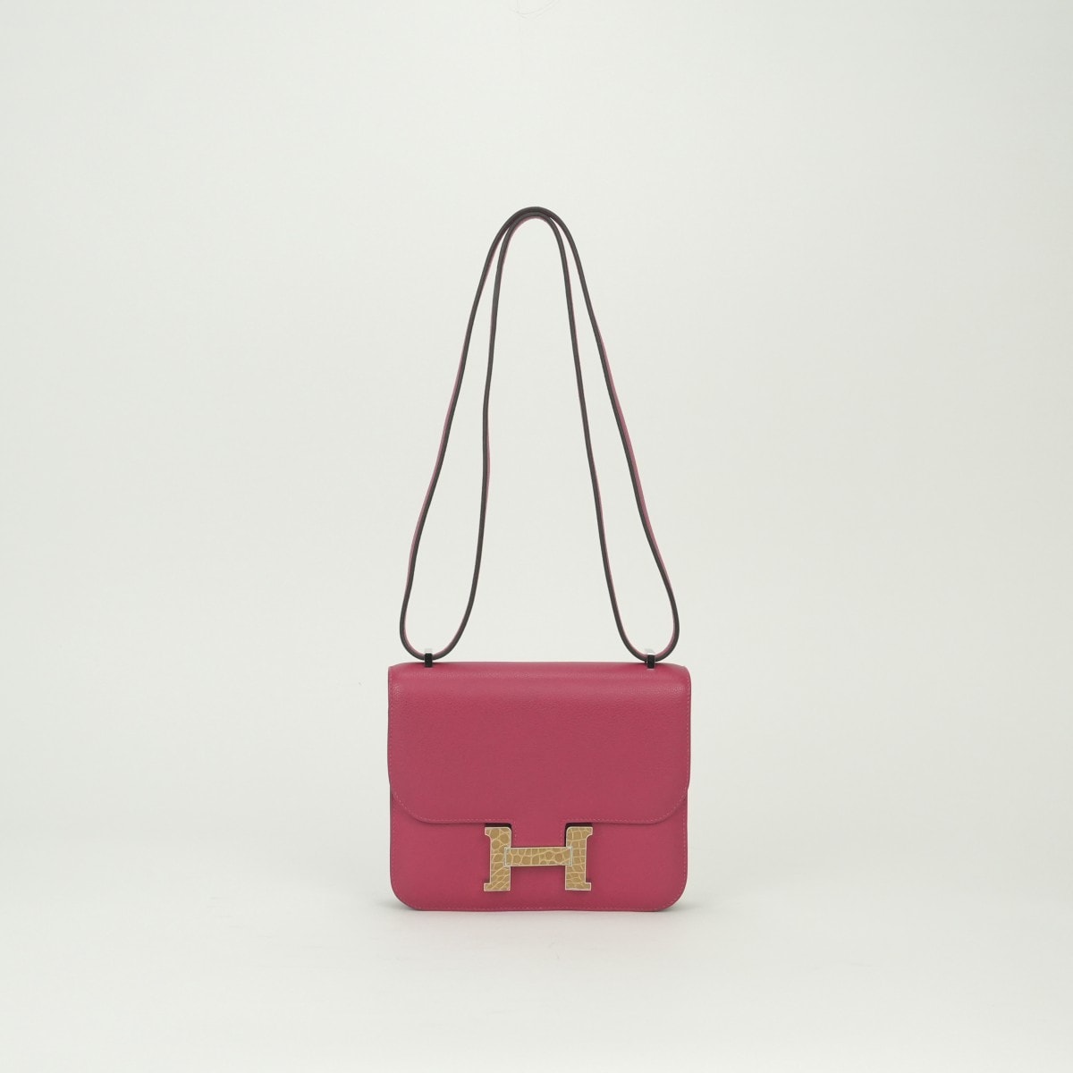 エルメス HERMES コンスタンス3 ミニ18 コンスタンス 3 ミニ 18 コンスタンスミニ コンスタンス18 バッグ ショルダーバッグ エバーカラー アリゲーター クロコダイル フランボワーズ Framboise ピンク