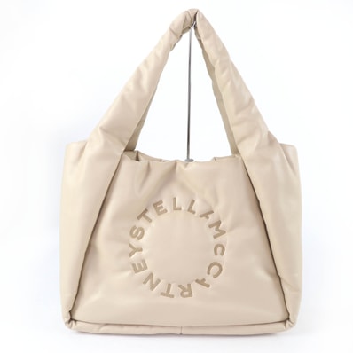 極美品 ステラマッカートニー Logo Puffy Tote Bag ベージュ
