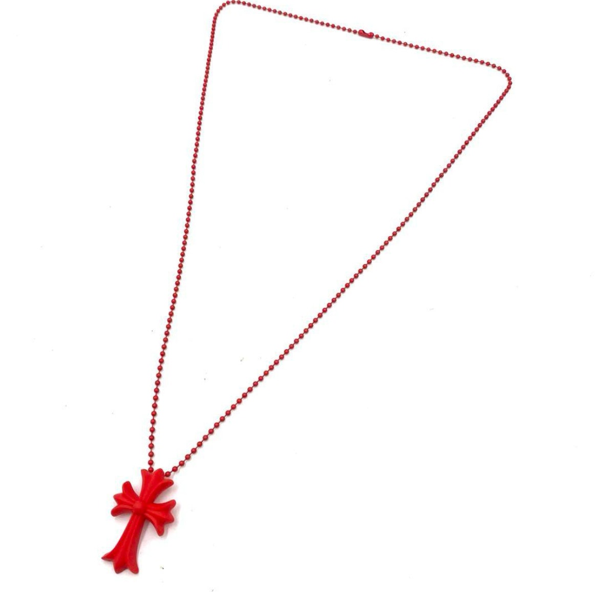 Chrome Hearts Reverse Small CH Cross Silicon Necklace "Red"