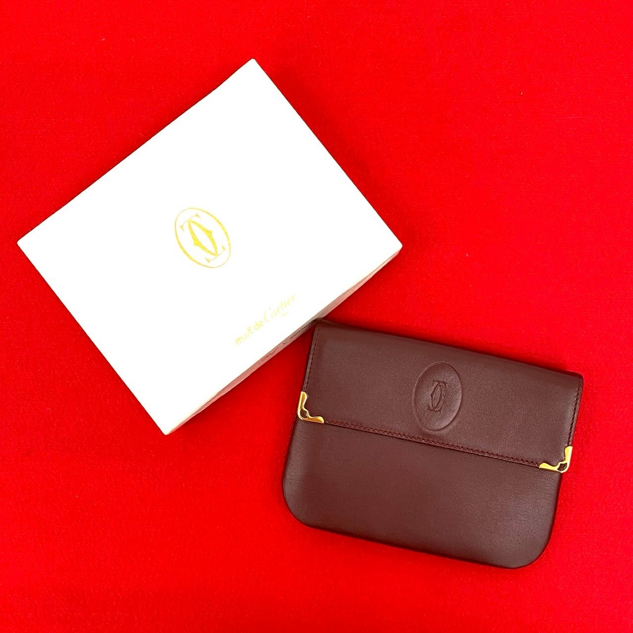 CARTIER カルティエ マストライン レザー コインケース ワインレッド
 01863