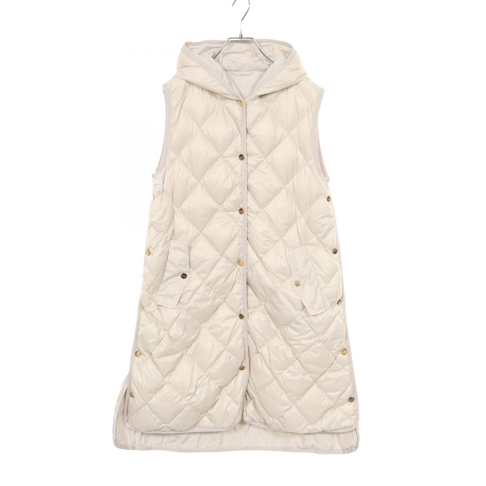 マックスマーラ MAX MARA THE CUBE GISOFT テクニカル キルティング ジレ フード付き ダウンベスト 衣料品 アウター ナイロン レディース ベージュ系 【中古】