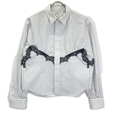 サカイ 26SS 26-08539 ホワイト ストライプ レース Poplin Shirt シャツ 1