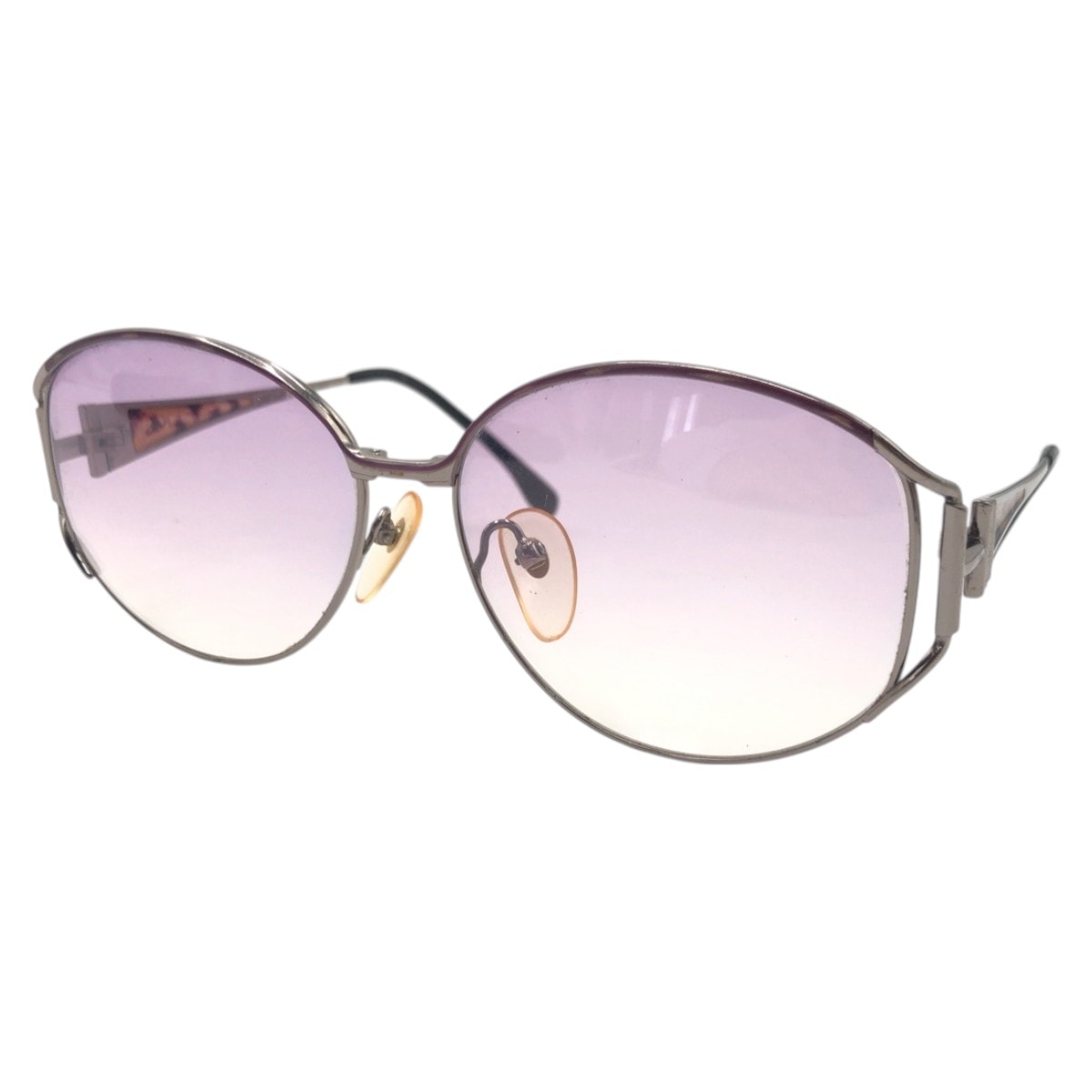 YVES SAINT LAURENT イヴ サンローラン ヴィンテージ YSL パープル シルバー メタル サングラス ラウンド 410934 【中古】