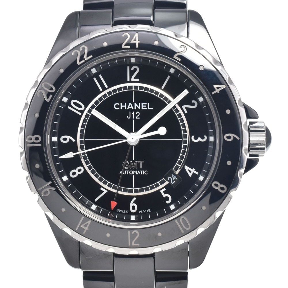 シャネル CHANEL 49975 J12 GMT ブラック 自動巻き メンズ 美品 腕時計 H#147557