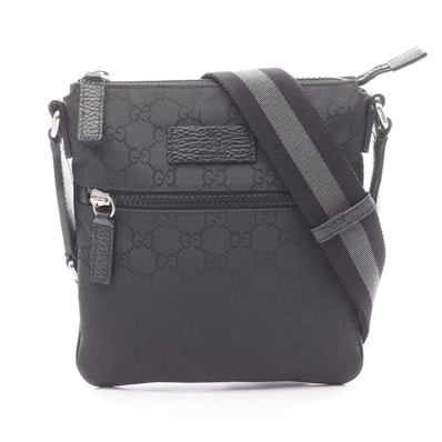 グッチ GUCCI GG柄 ショルダーバッグ バッグ ナイロン レザー メンズ レディース ブラック系 449183 【中古】