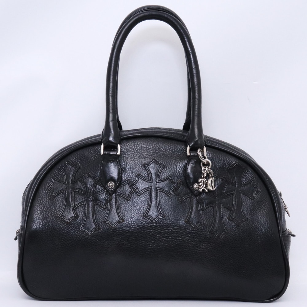 Chrome Hearts Gym Bag Small Cemetery Cross Patch Handbag "Black"