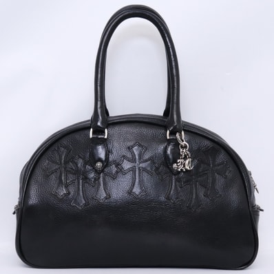 Chrome Hearts Gym Bag Small Cemetery Cross Patch Handbag "Black"