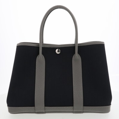 【値下げ】 HERMES エルメス ガーデンパーティ TPM ハンドバッグ グリメイヤー ブラック B刻印 2023年 ブラック グリメイヤー レディース【中古】