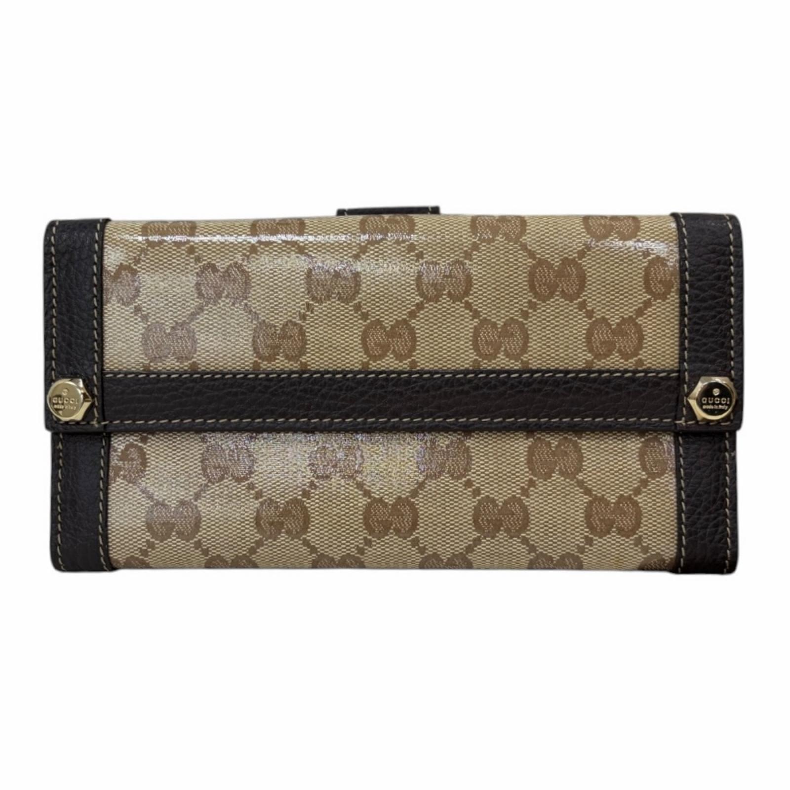 グッチ Wホック ロングウォレット GGクリスタル 長財布 PVCコーティングキャンバス 231839 レディース GUCCI 中古