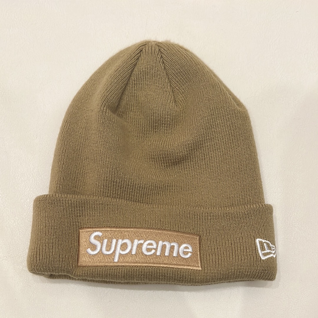 Supreme New Era Box Logo Beanie "Dark Sand" (23FW)