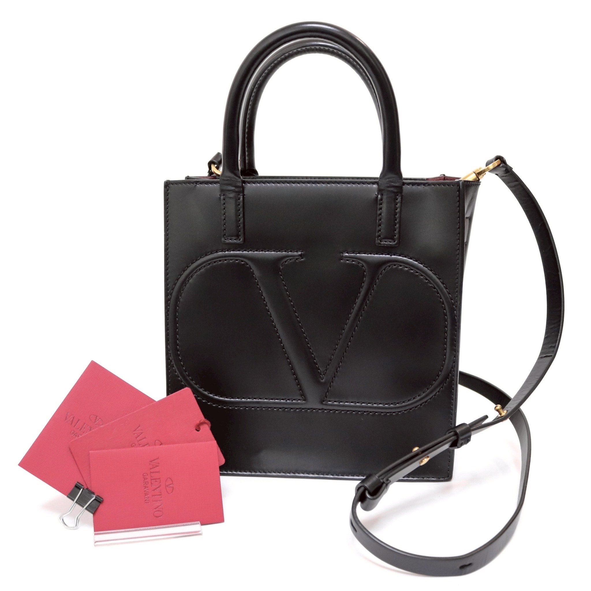 【美品】ヴァレンティノ ガラヴァーニ Vロゴ ウォーク スモール バッグ 黒