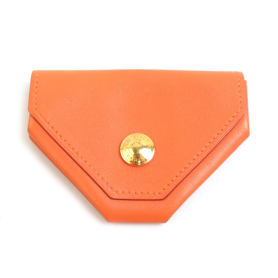 エルメス HERMES コインケース ル ヴァンキャトル レザー オレンジ ゴールド レディース【中古】 e62142a