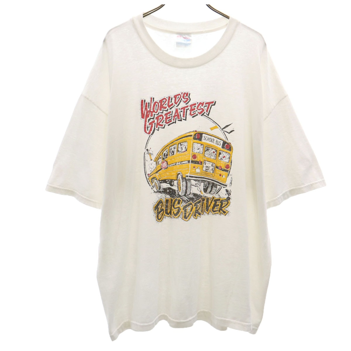 Hanes ヘインズ 90s オールド バスドライバー プリント 半袖 Tシャツ XL ホワイト