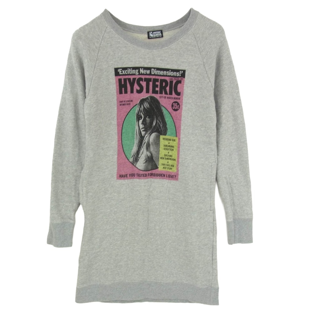 HYSTERIC GLAMOUR ヒステリックグラマー 01201CO01 CITY OF NAKED WOMAN 長袖 ワンピース グレー系 FREE【中古】