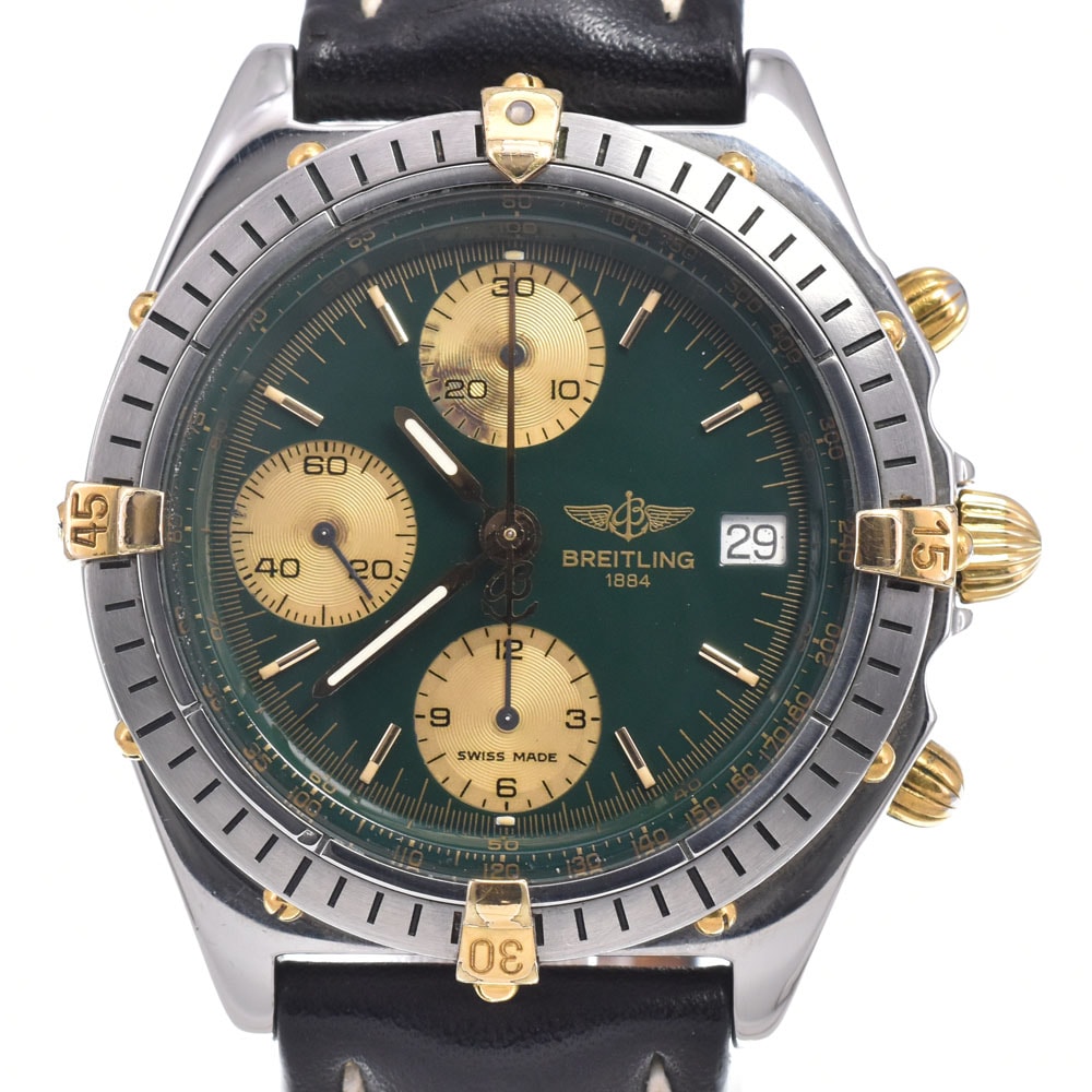 ブライトリング BREITLING B13048 クロノマット ビコロ デイト グリーン 自動巻き メンズ 良品 腕時計 I#150562