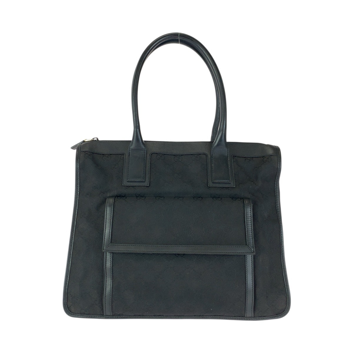 美品 GUCCI グッチ ブラック 黒 シルバー金具 GGキャンバス レザー/ トートバッグ ハンドバッグ 601313 【中古】