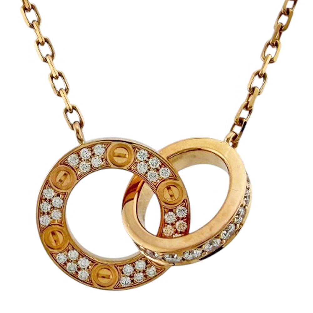 カルティエ ラブサークル ネックレス 18金 K18ピンクゴールド ダイヤモンド レディース CARTIER  中古