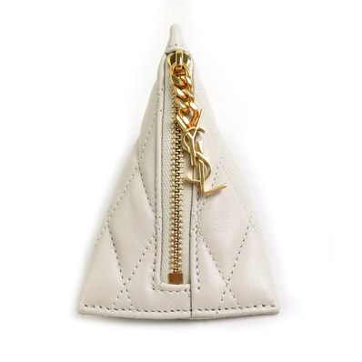 サンローラン SAINT LAURENT コインケース レザー アイボリー レディース【中古】 56106g